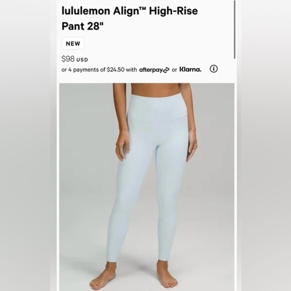 NWT Lululemon align hr 28”